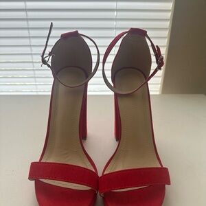 Wild Diva Red Stiletto Heels with Ankle Strap